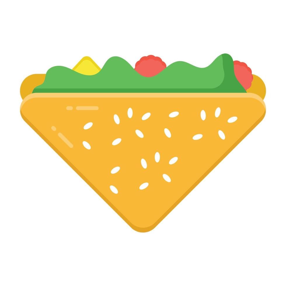 estilo de icono plano sándwich, concepto de comida rápida vector