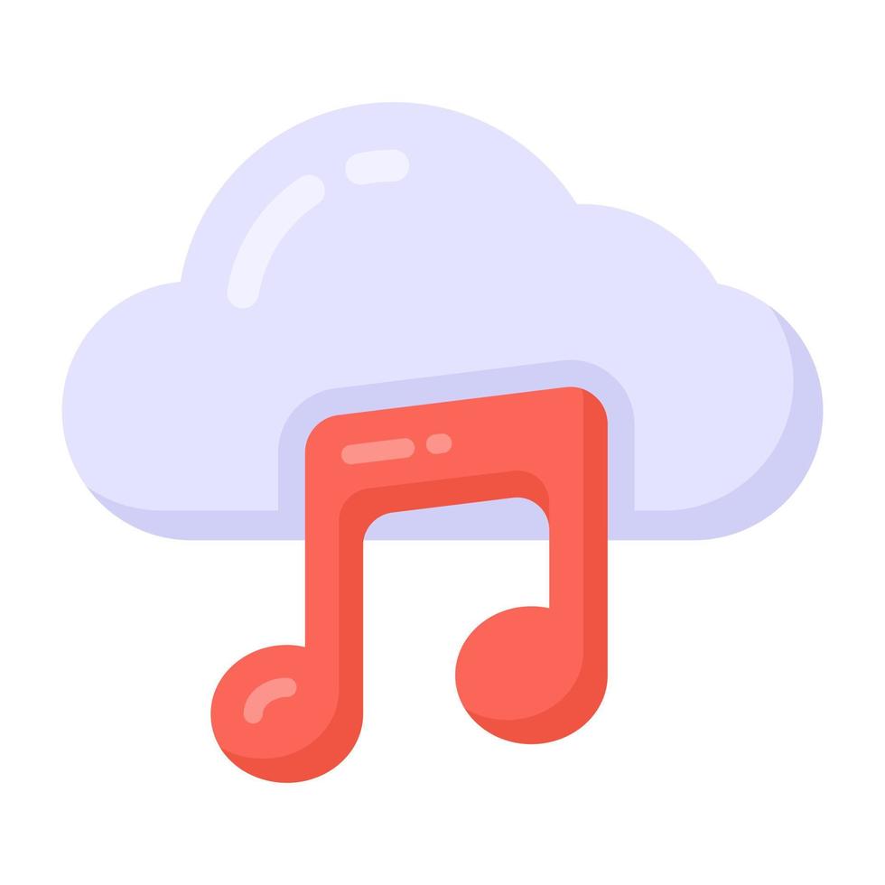 diseño plano editable del icono de la música en la nube vector