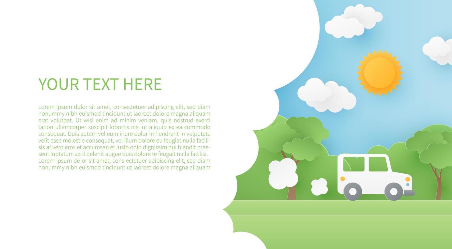 Ecology concept in paper cut style. Banner design template. Vector illustration.