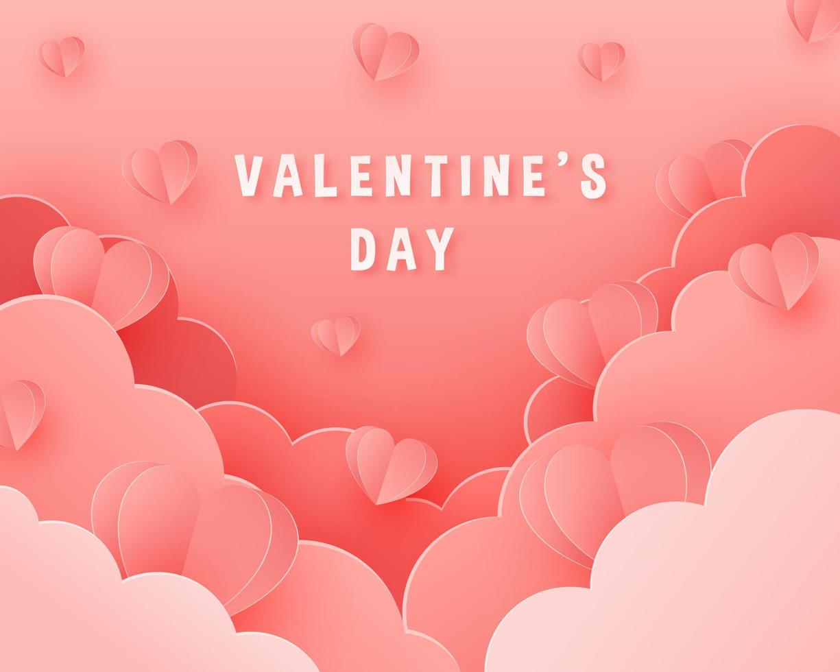 Happy Valentine's day banner design in paper cut style. Design for advertising, background, banner, social media, poster, flyer. Vector illustration.