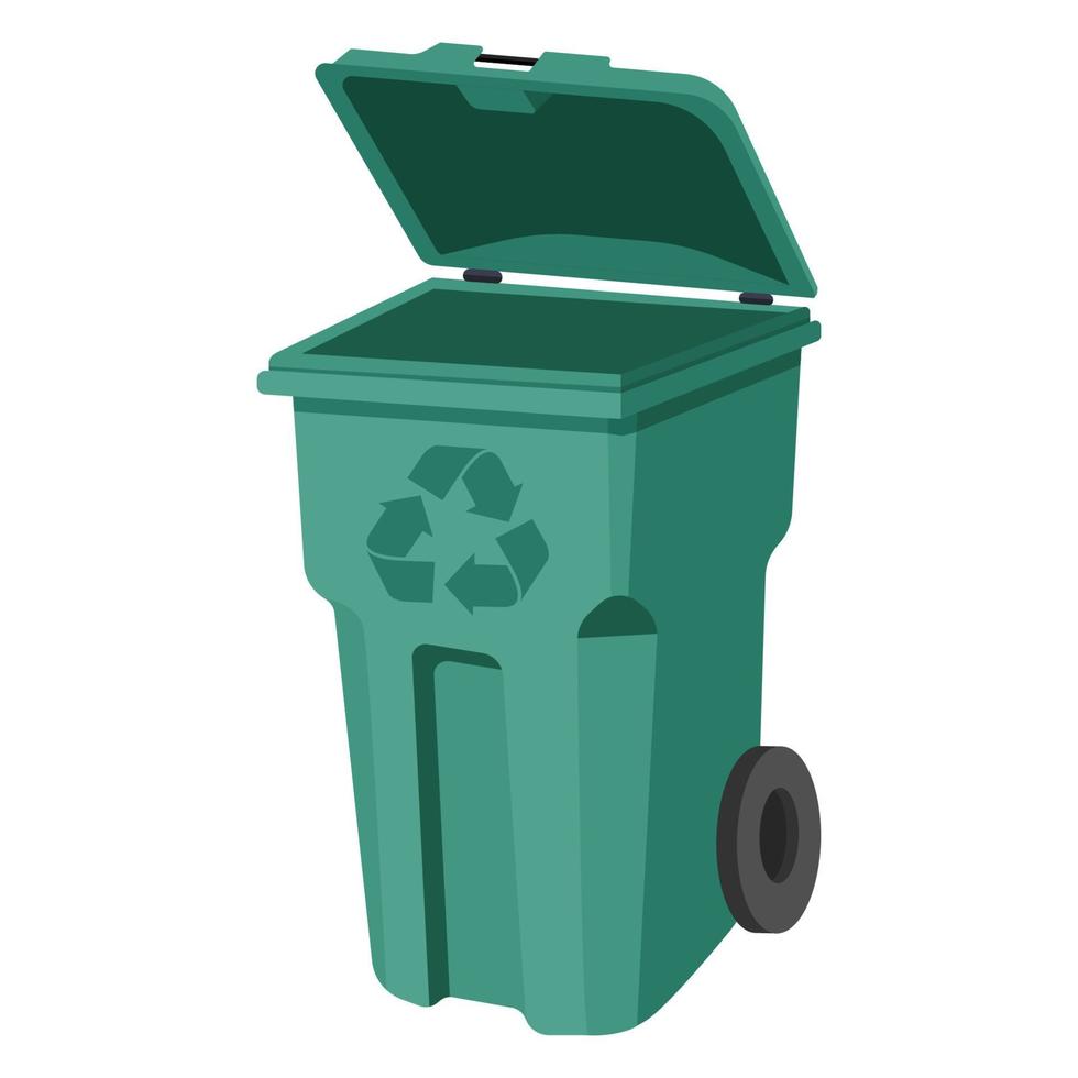 papelera de reciclaje verde vacía vector