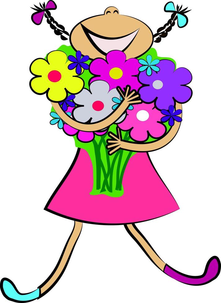 girl with flowers .isolated vector