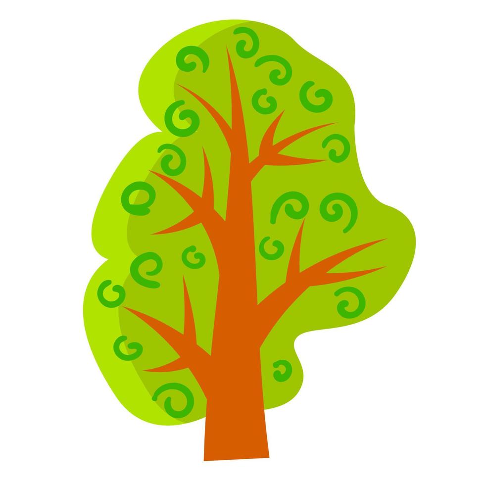 árbol verde de dibujos animados aislado sobre fondo blanco vector