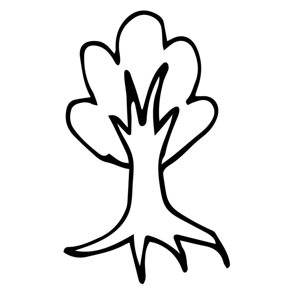 Cartoon doodle tree isolated on white background. vector