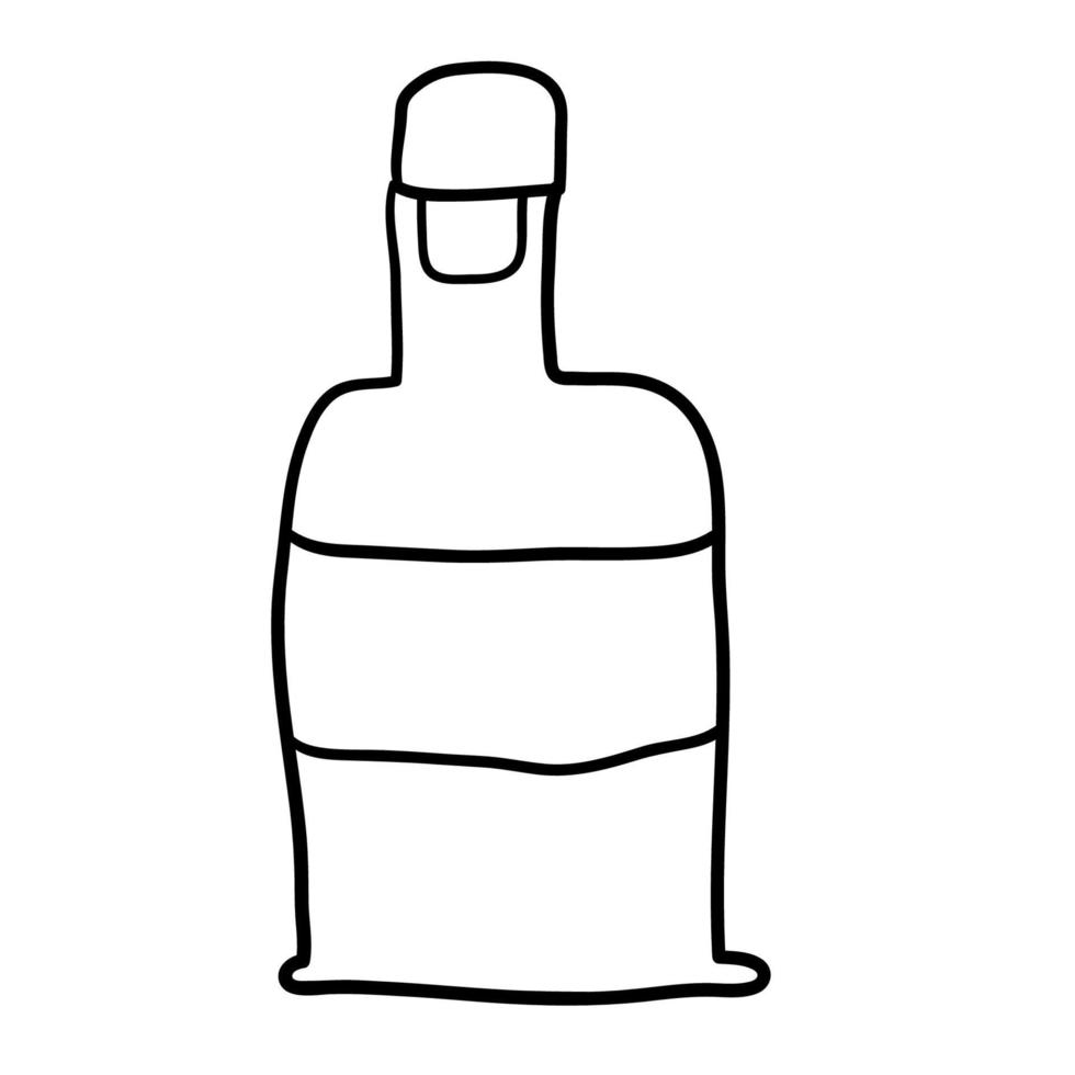 Cartoon doodle linear bottle isolated on white background. vector