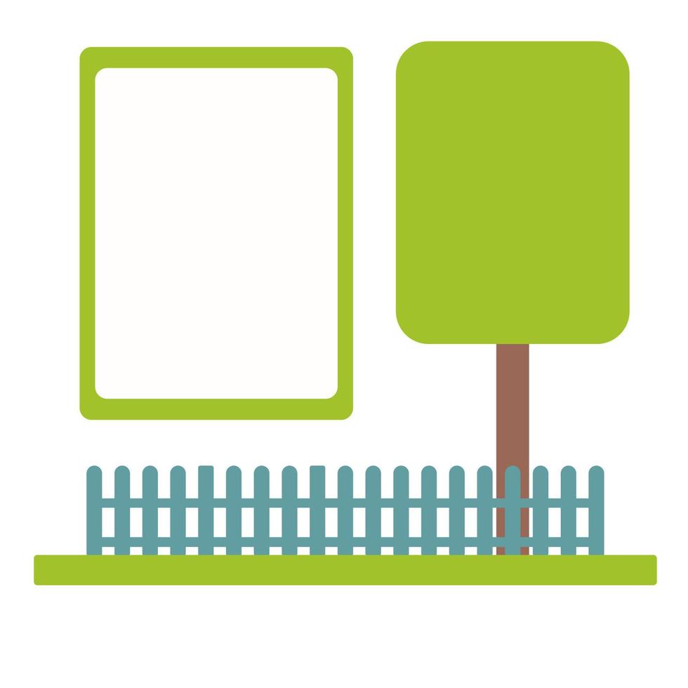 Tree and fence isolated on white background. Frame for your text. vector