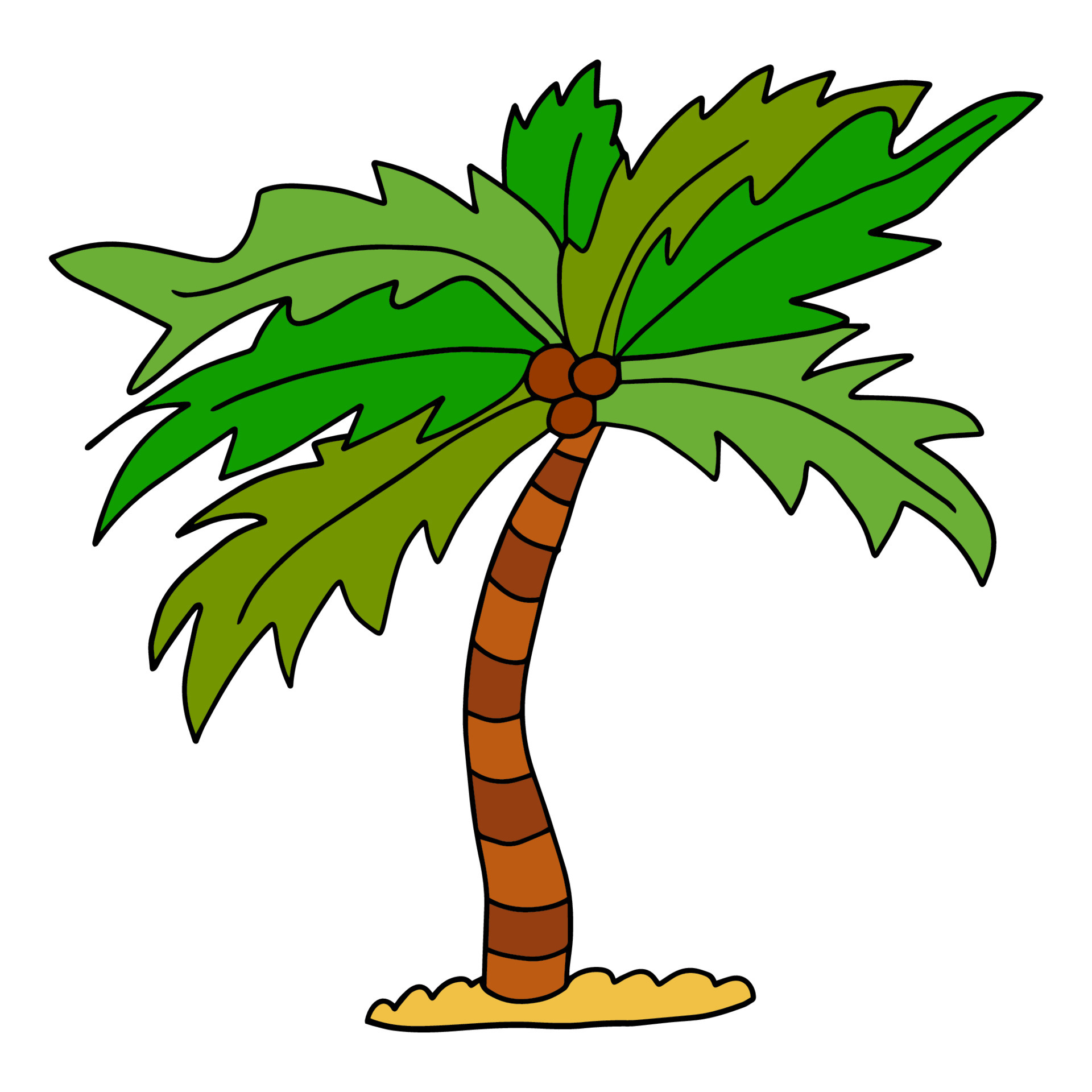 Cute cartoon doodle linear palm isolated on white background. Exotic ...