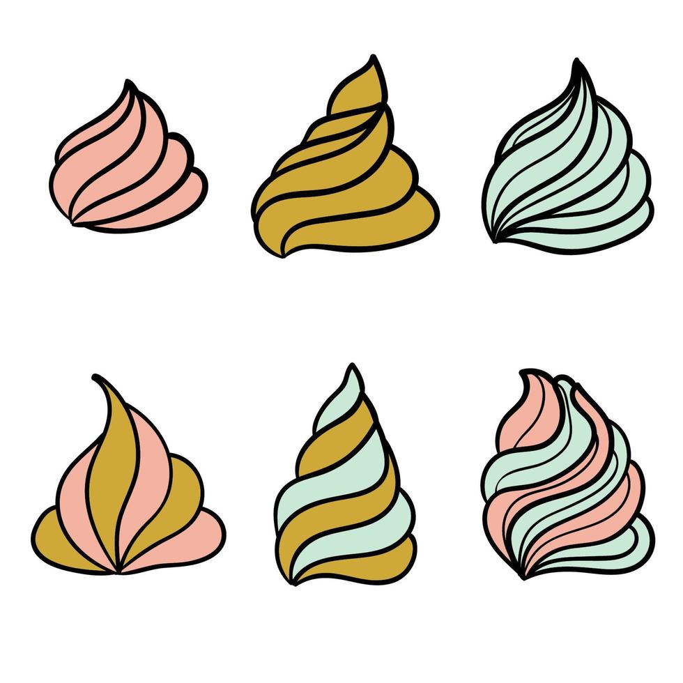 crema para pasteles. helado de garabatos. vector