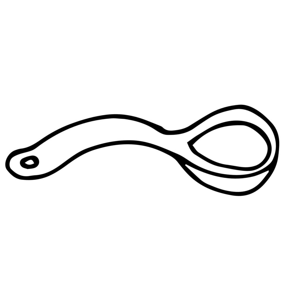 Cartoon doodle linear ladle isolated on white background. vector