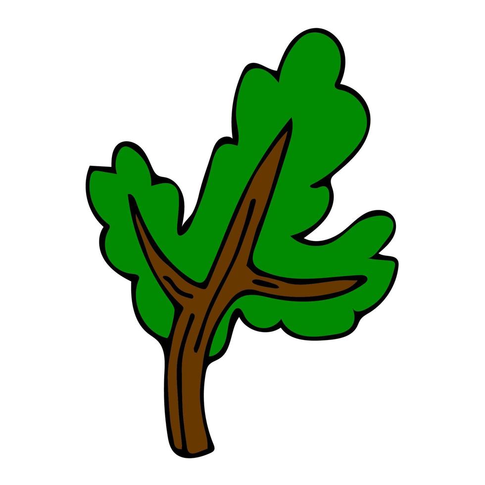 árbol de dibujos animados garabato aislado sobre fondo blanco. vector