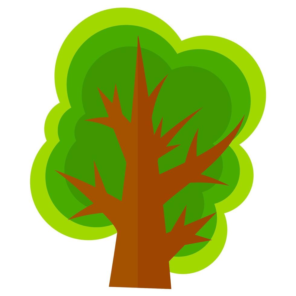 árbol verde de dibujos animados aislado sobre fondo blanco. vector