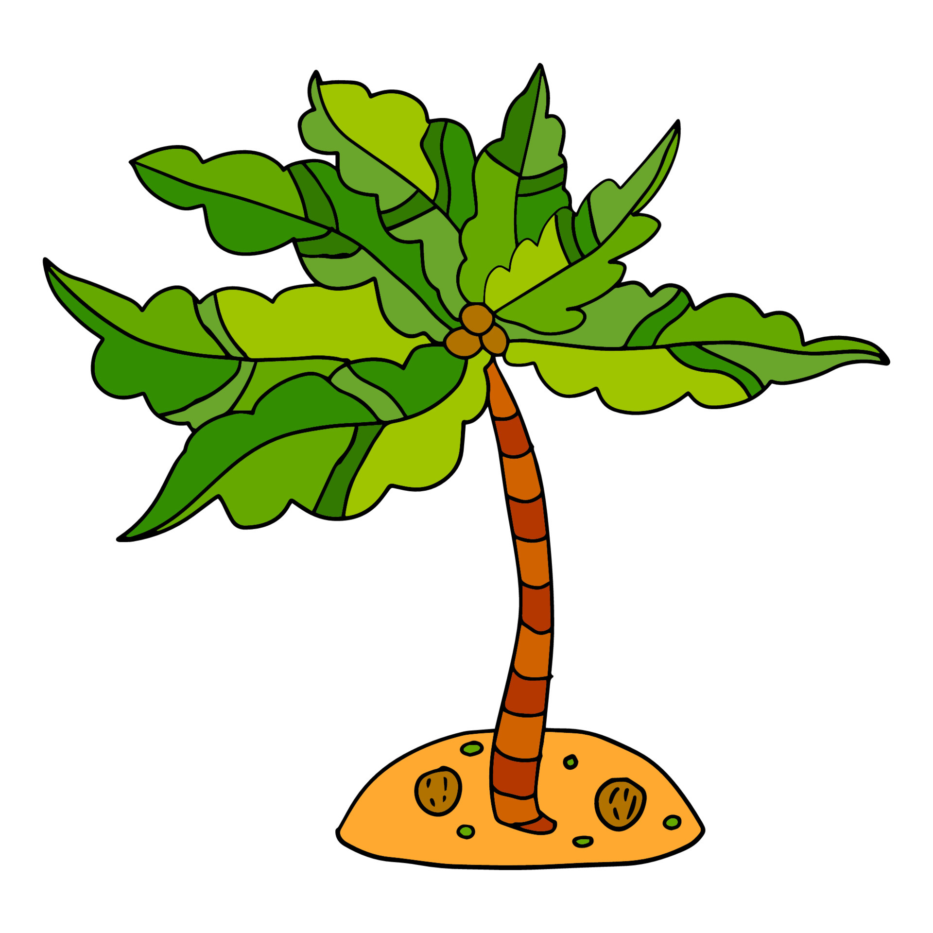 Cute cartoon doodle linear palm isolated on white background. Exotic ...