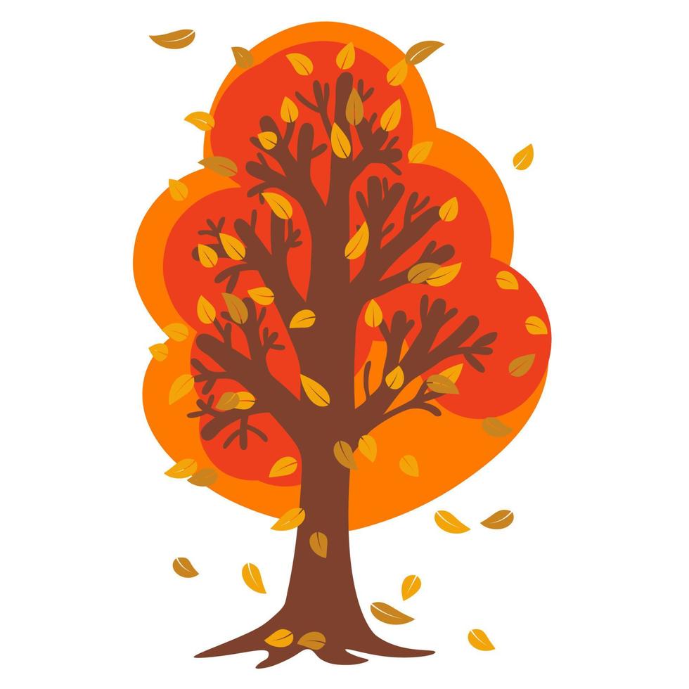 lindo árbol de otoño naranja aislado sobre fondo blanco. vector