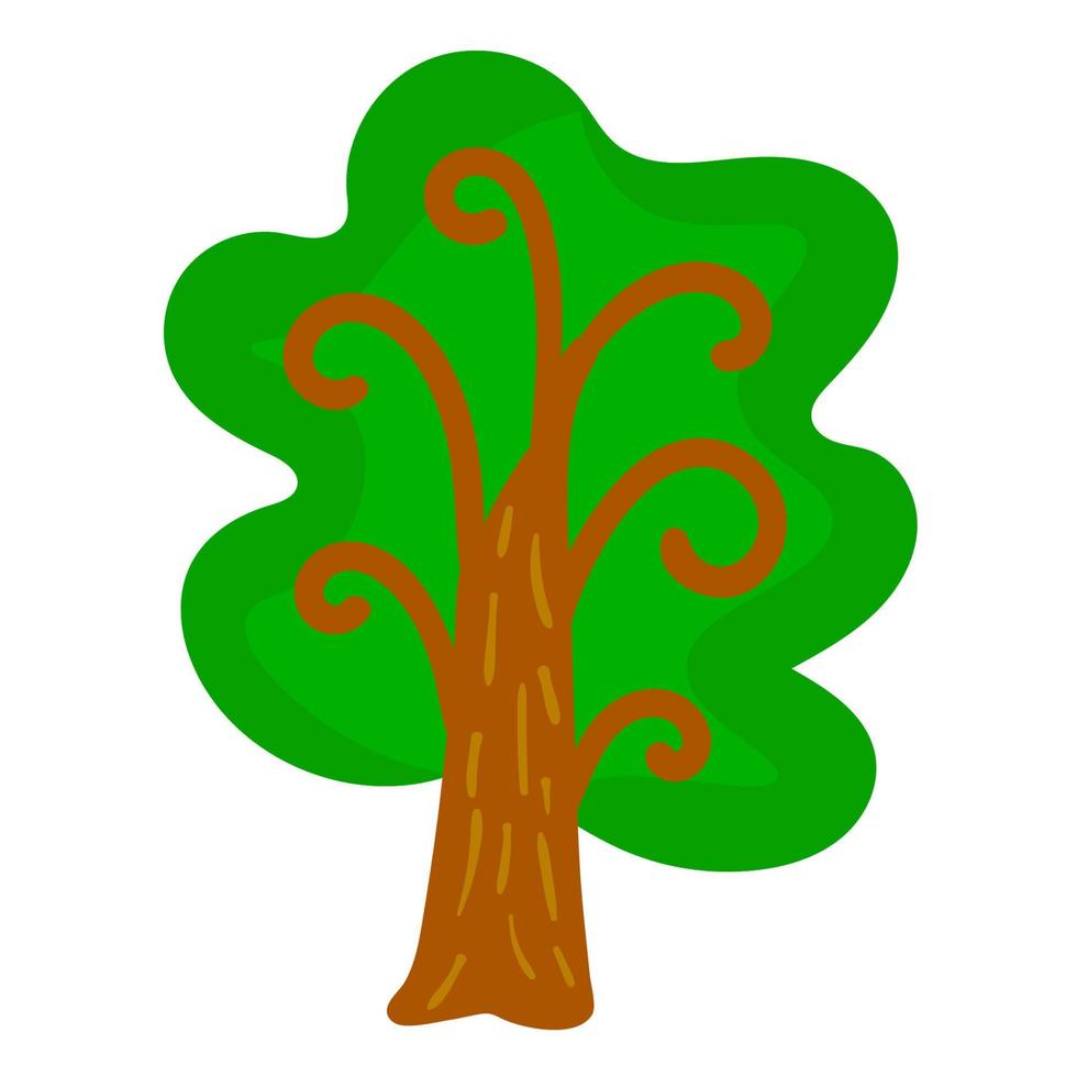 árbol verde de dibujos animados aislado sobre fondo blanco. vector