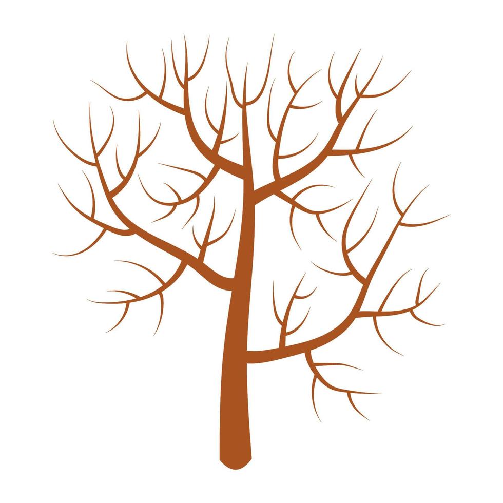 árbol de invierno calvo de dibujos animados en estilo plano aislado sobre fondo blanco. planta de otoño vector