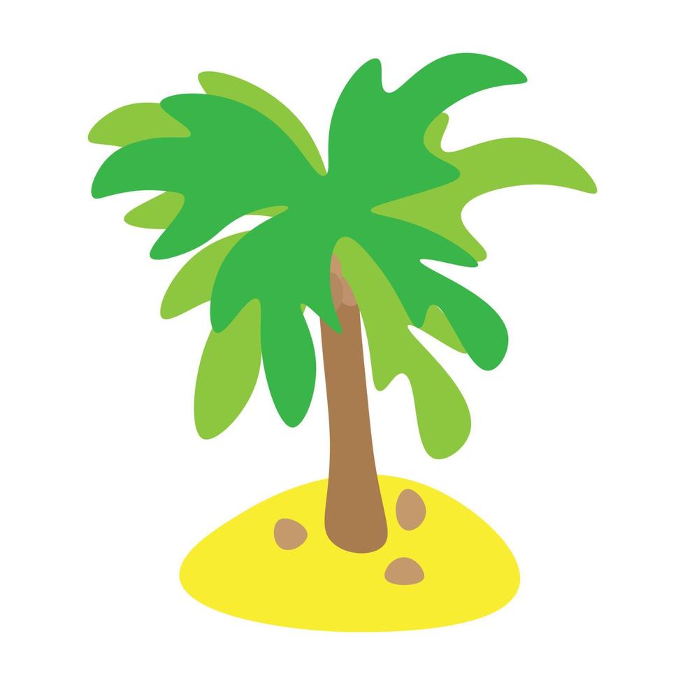 palmera verde de dibujos animados en la playa vector