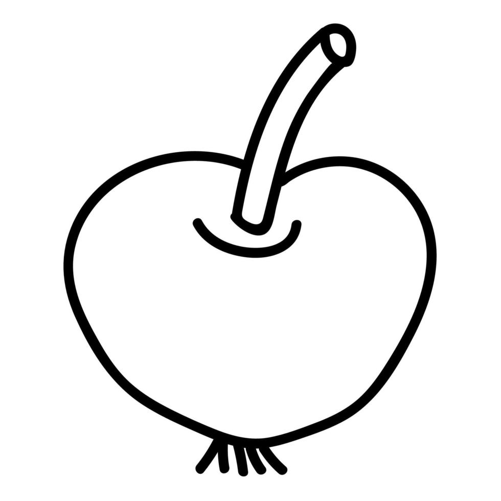 Cartoon doodle linear apple isolated on white background. vector