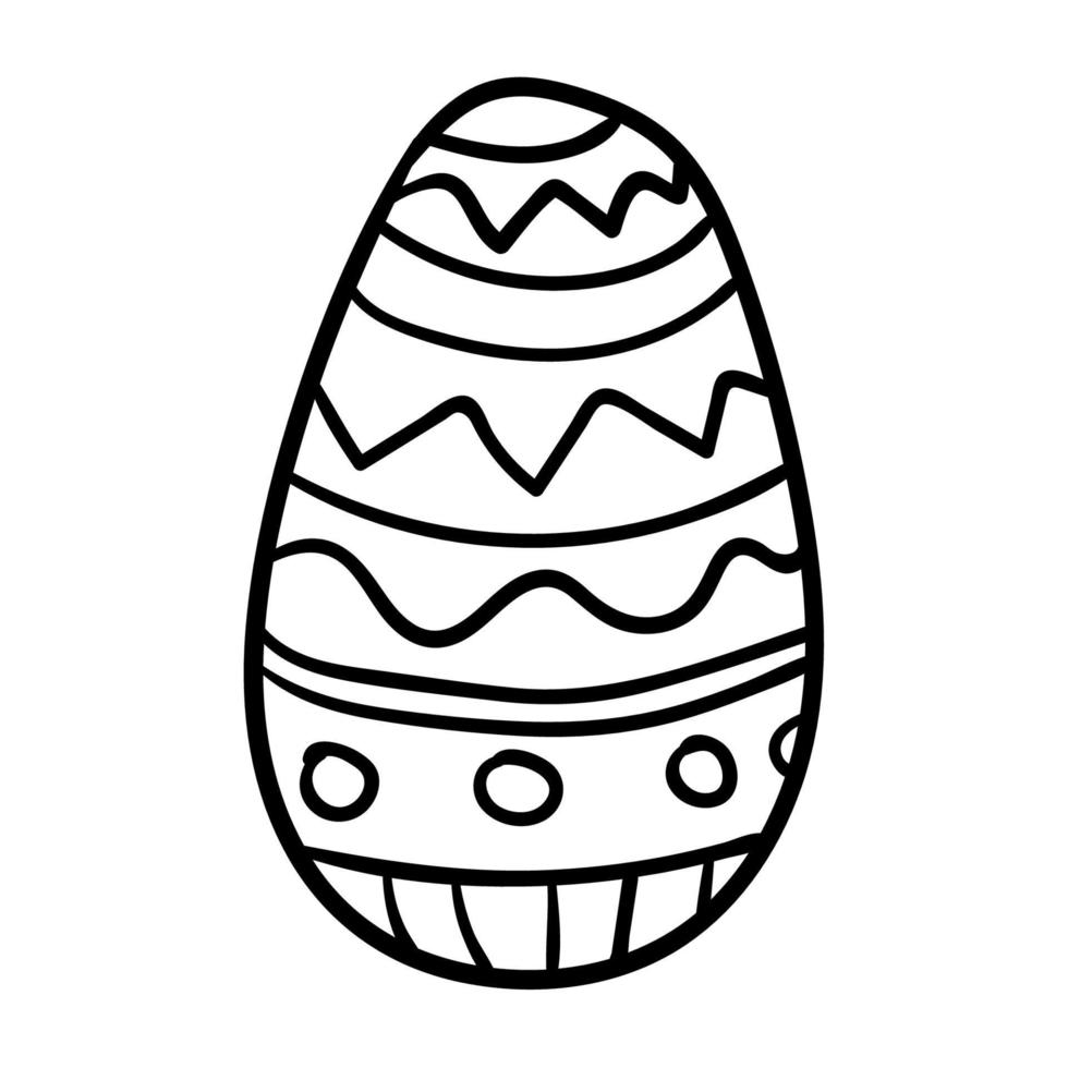 Cartoon, doodle Easter egg with ornament isolated on white background. vector