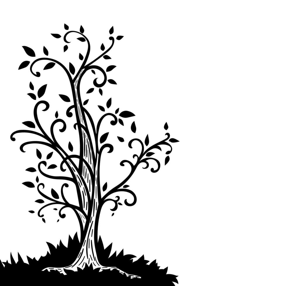 Leaflet with hand drawn tree isolated on white background. vector