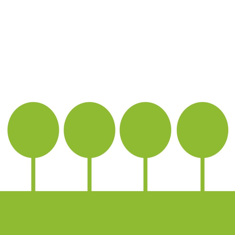 Card with green trees on the grass, forest isolated on white background and empty space. Trees on the grass. vector