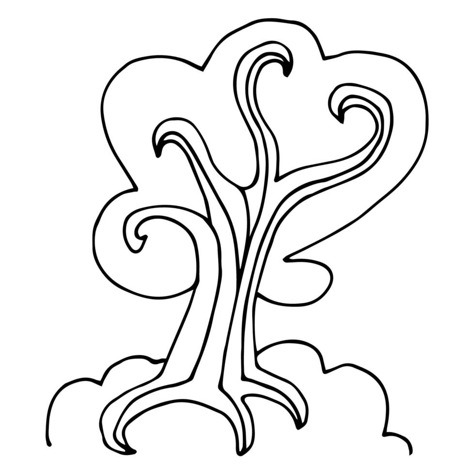 árbol de dibujos animados garabato aislado sobre fondo blanco. vector