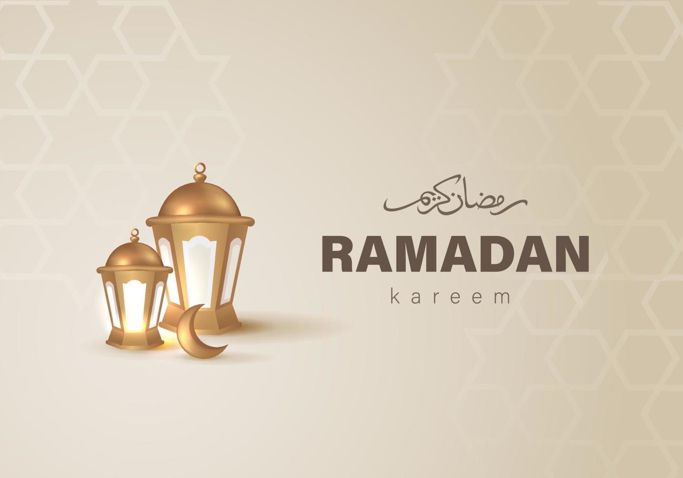 Ramadan Kareem Design with 3D Realistic Islamic Ornament Vector Illustration