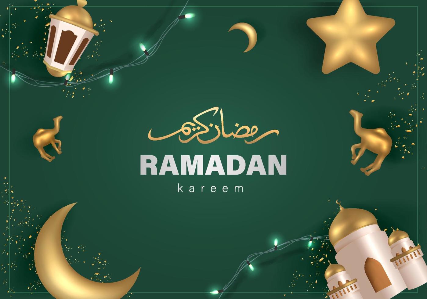 Ramadan Kareem Design with 3D Realistic Islamic Ornament Vector Illustration