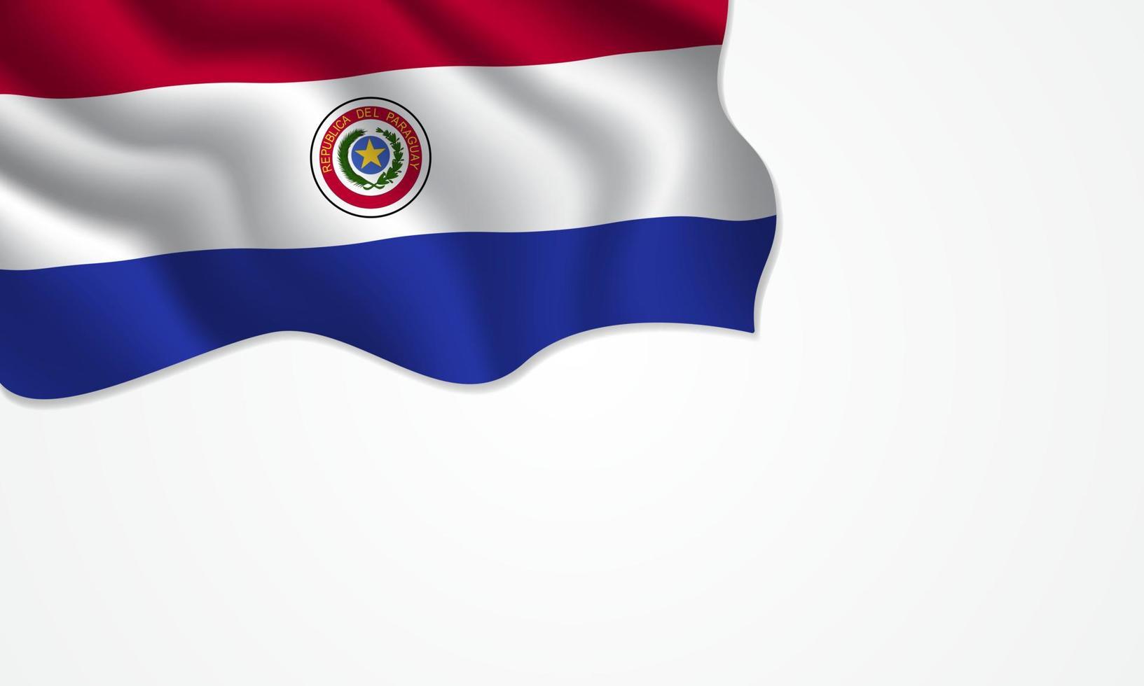 Paraguay flag waving illustration with copy space on isolated background vector