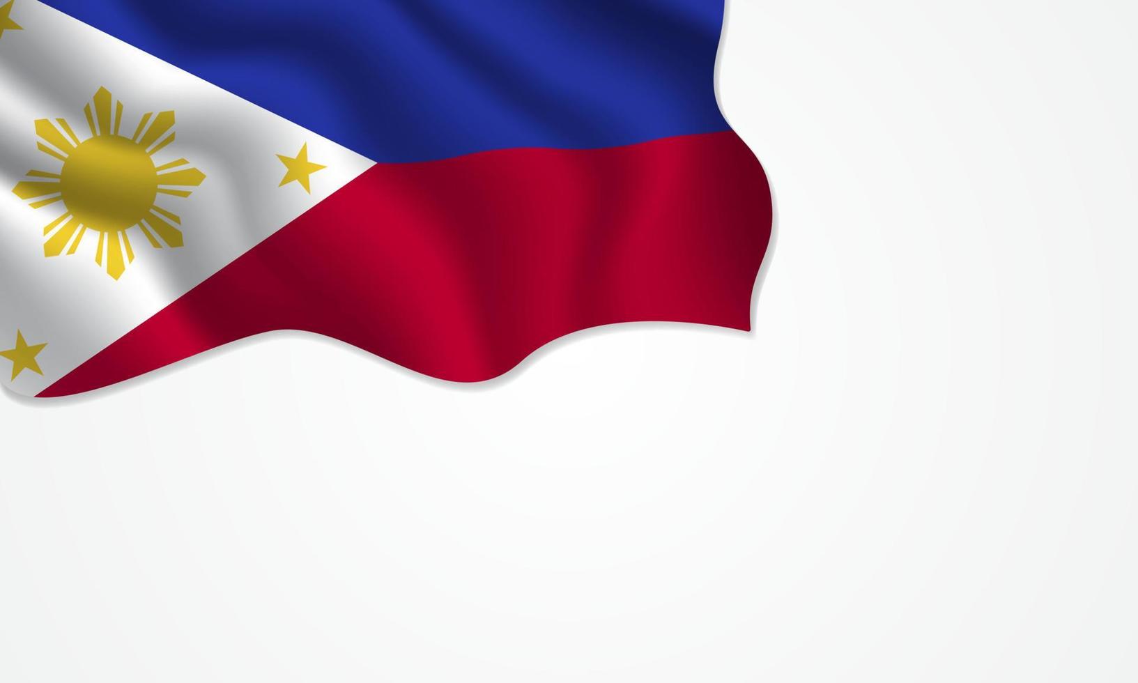 Bandera de Filipinas ondeando ilustración con espacio de copia sobre fondo aislado vector