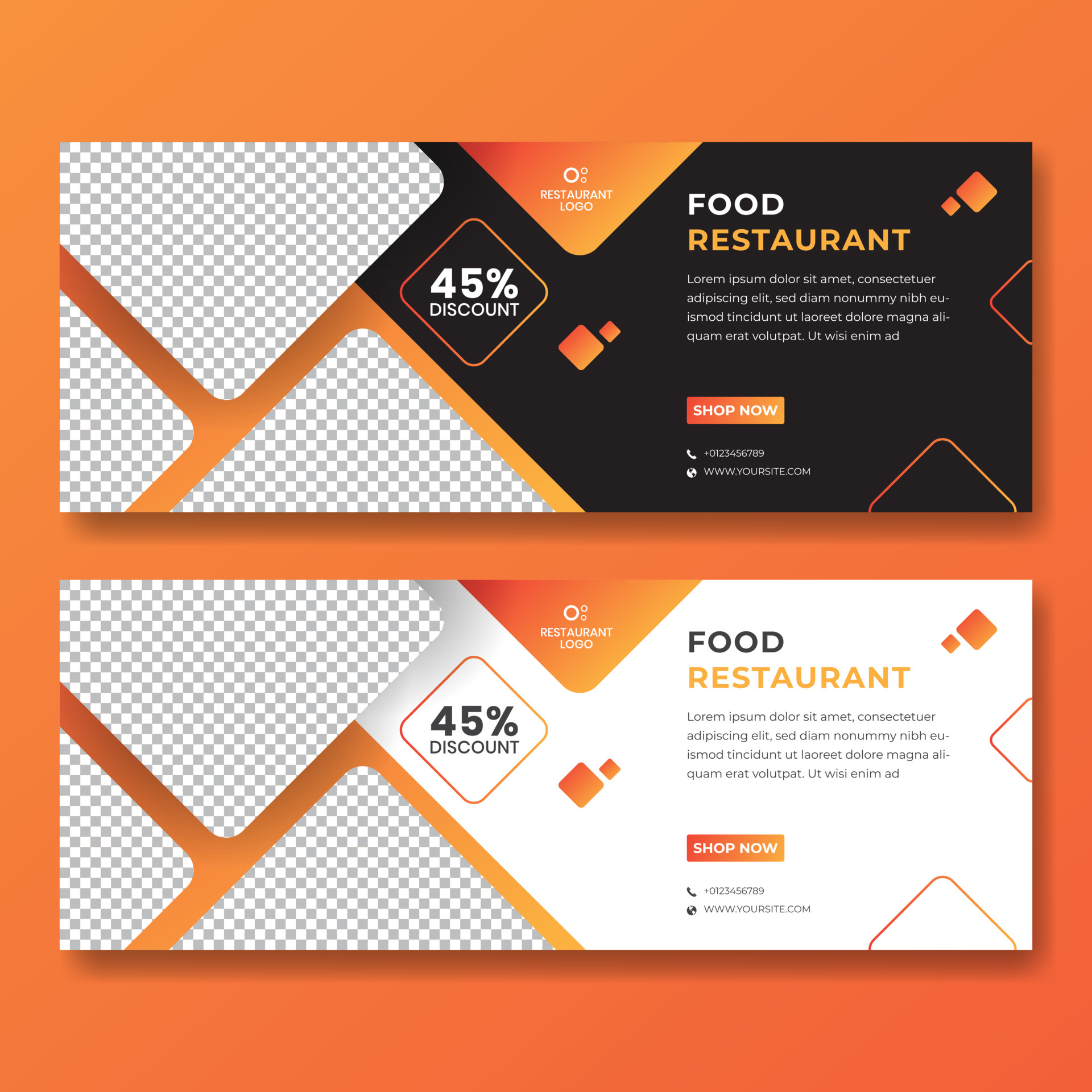 Simple web banner food restaurant illustration background design template  5753474 Vector Art at Vecteezy