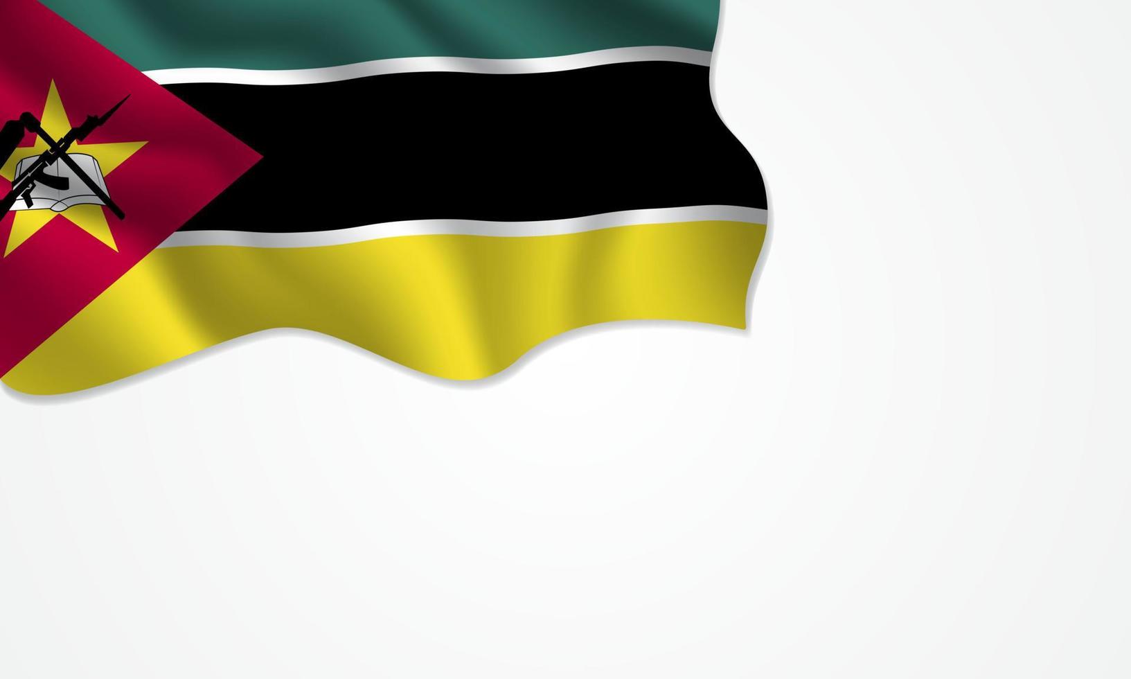 mozambique bandera ondeando ilustración con copia espacio sobre fondo aislado vector