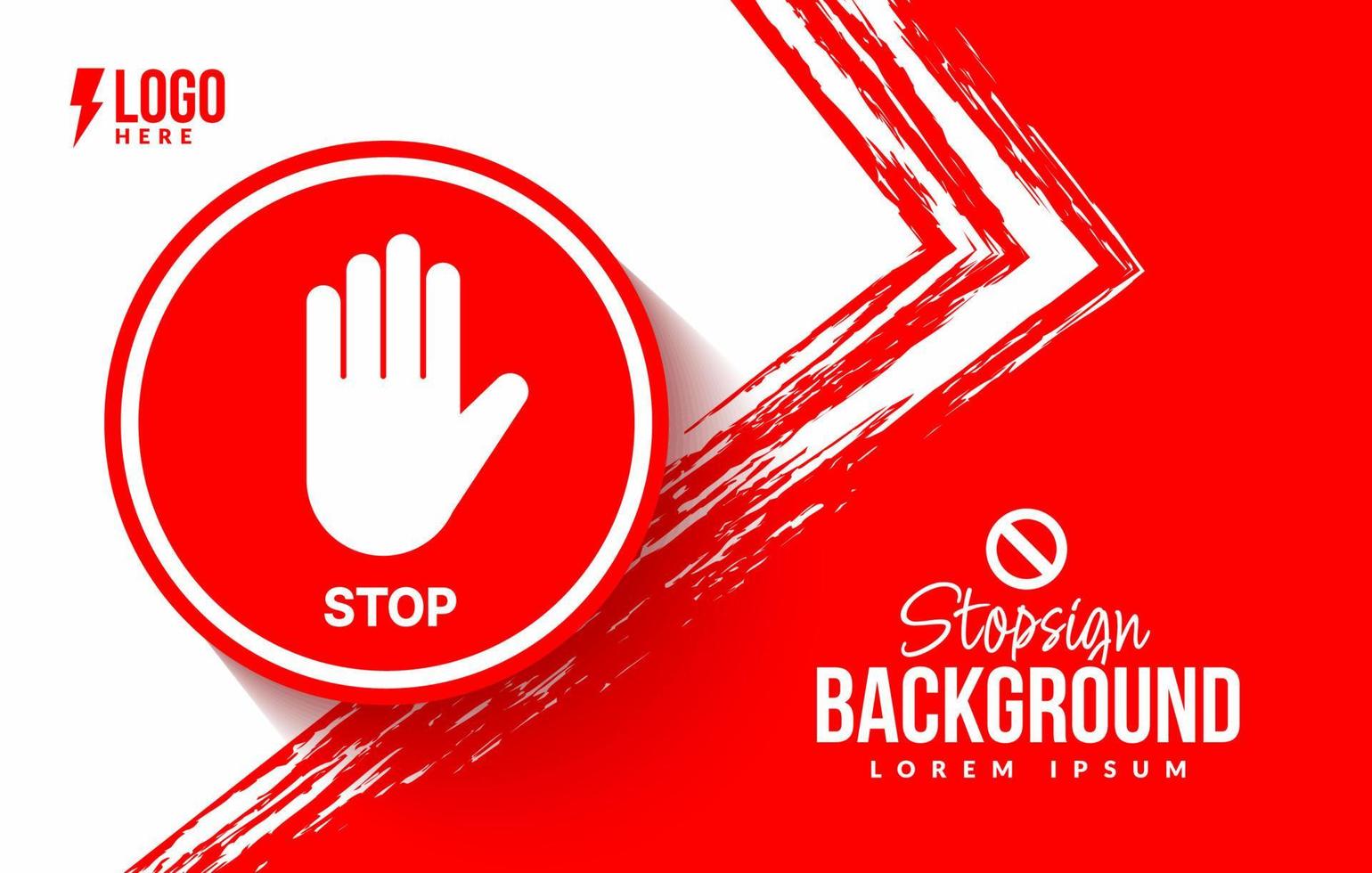 Stop sign isolated on red background, Simple stop banner design template vector