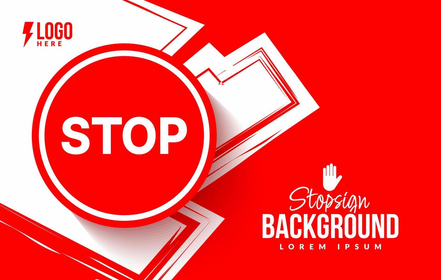 Stop sign isolated on red background, Simple stop banner design template vector