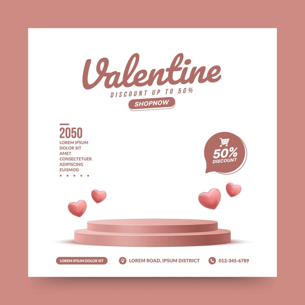 Valentines day background with podium pedestal advertising for product display, cylindrical shape for product presentation vector