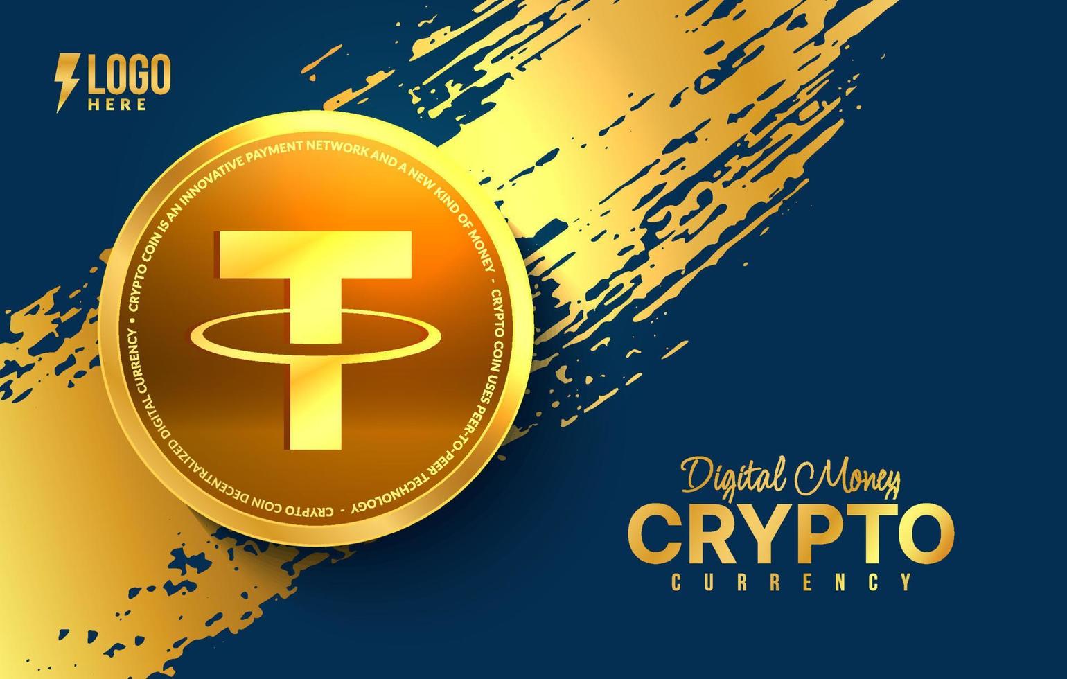 Tether crypto currency background, Digital money exchange of Blockchain technology, Cryptocurrency mining and financial vector
