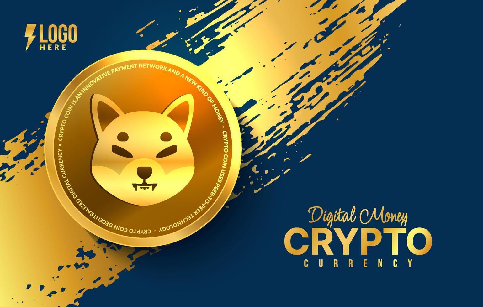 fondo de moneda criptográfica shiba inu, intercambio de dinero digital de tecnología blockchain, minería de criptomonedas y finanzas vector