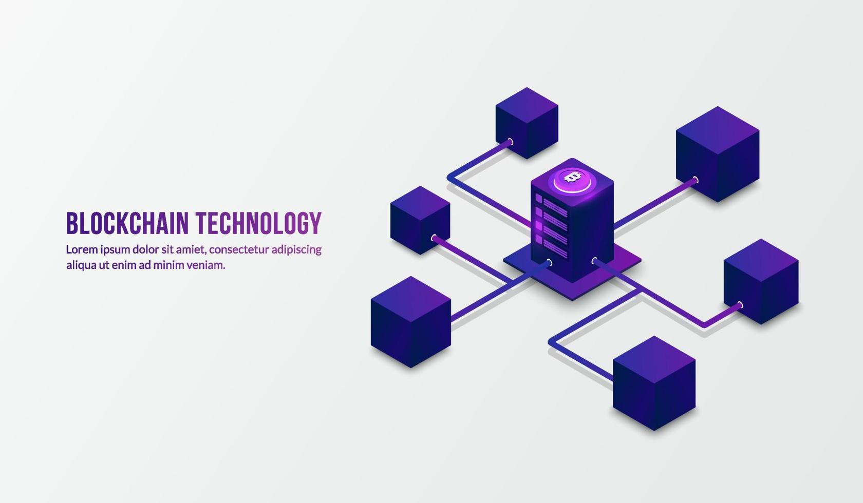 Isometric block chain technology and big data concept vector