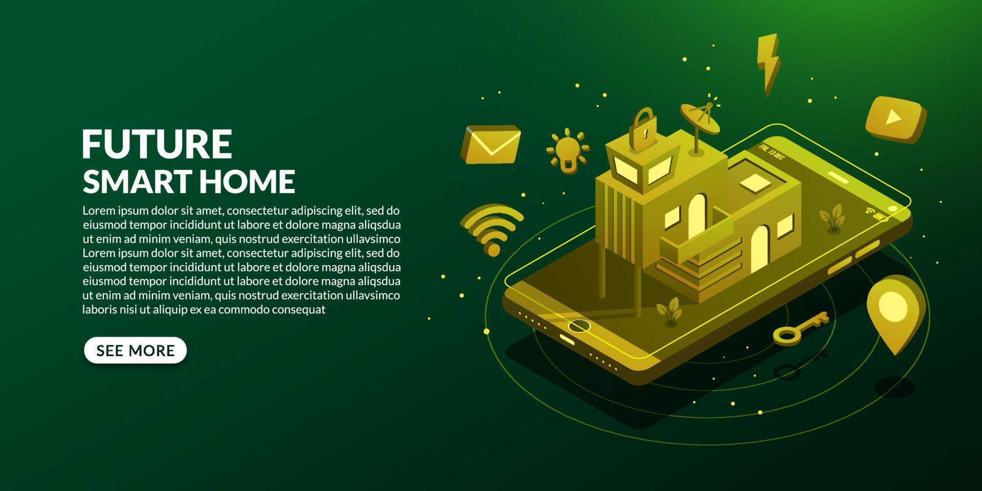Smart home technology with multiple anti gravity icons in isometric design vector