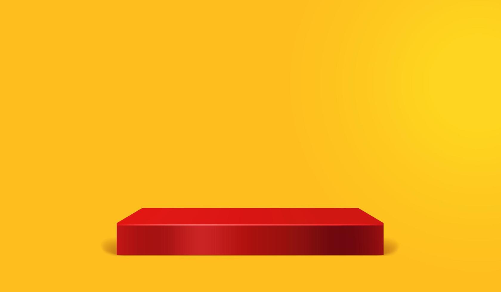 Red podium pedestal advertising for product display on blank studio, Cylindrical shape for product presentation vector