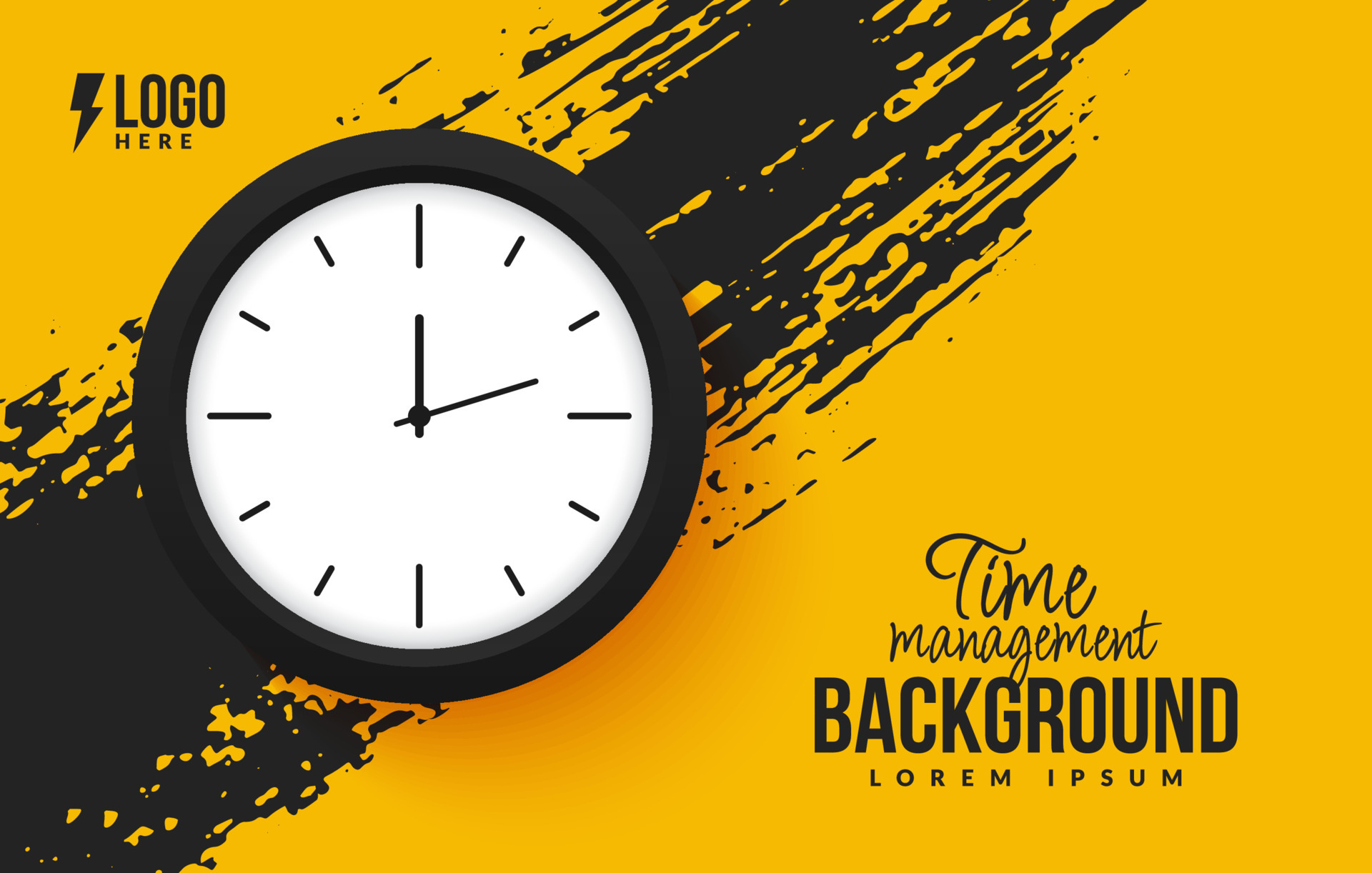 Realistic Clock isolated on yellow background, Ringing alarm clock