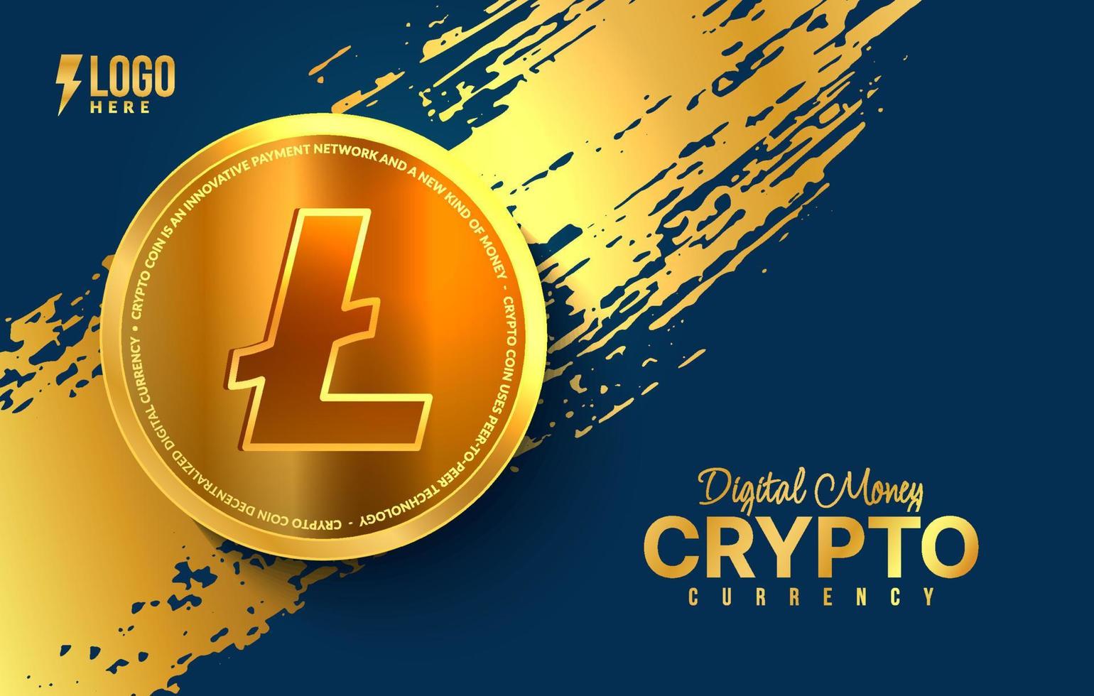 Litecoin crypto currency background, Digital money exchange of Blockchain technology, Cryptocurrency mining and financial vector