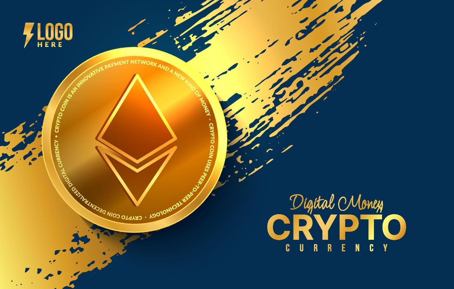 Ethereum crypto currency background, Digital money exchange of Blockchain technology, Cryptocurrency mining and financial vector