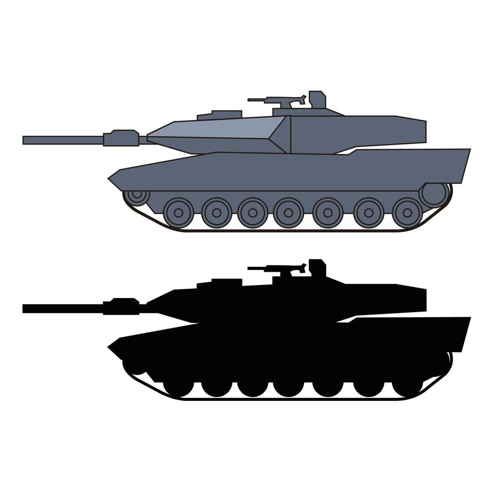 vista lateral del tanque blindado moderno vector