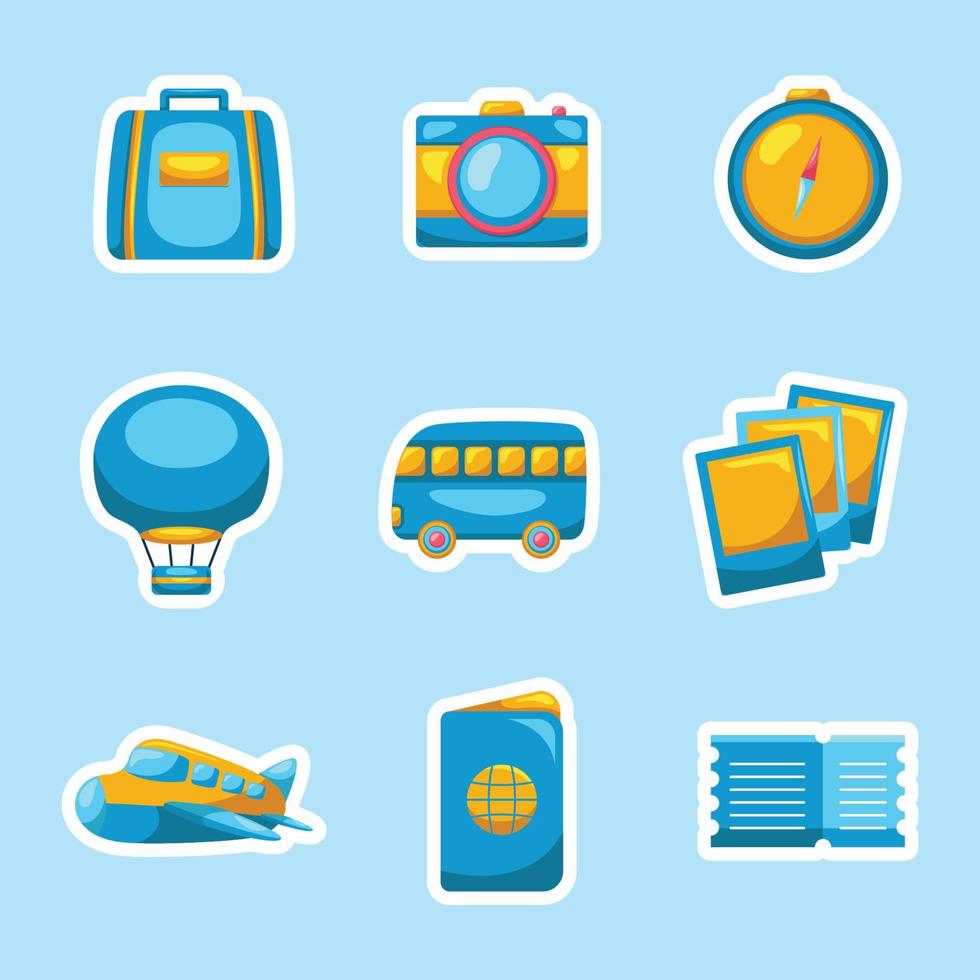 Set of Travel Object Sticker vector