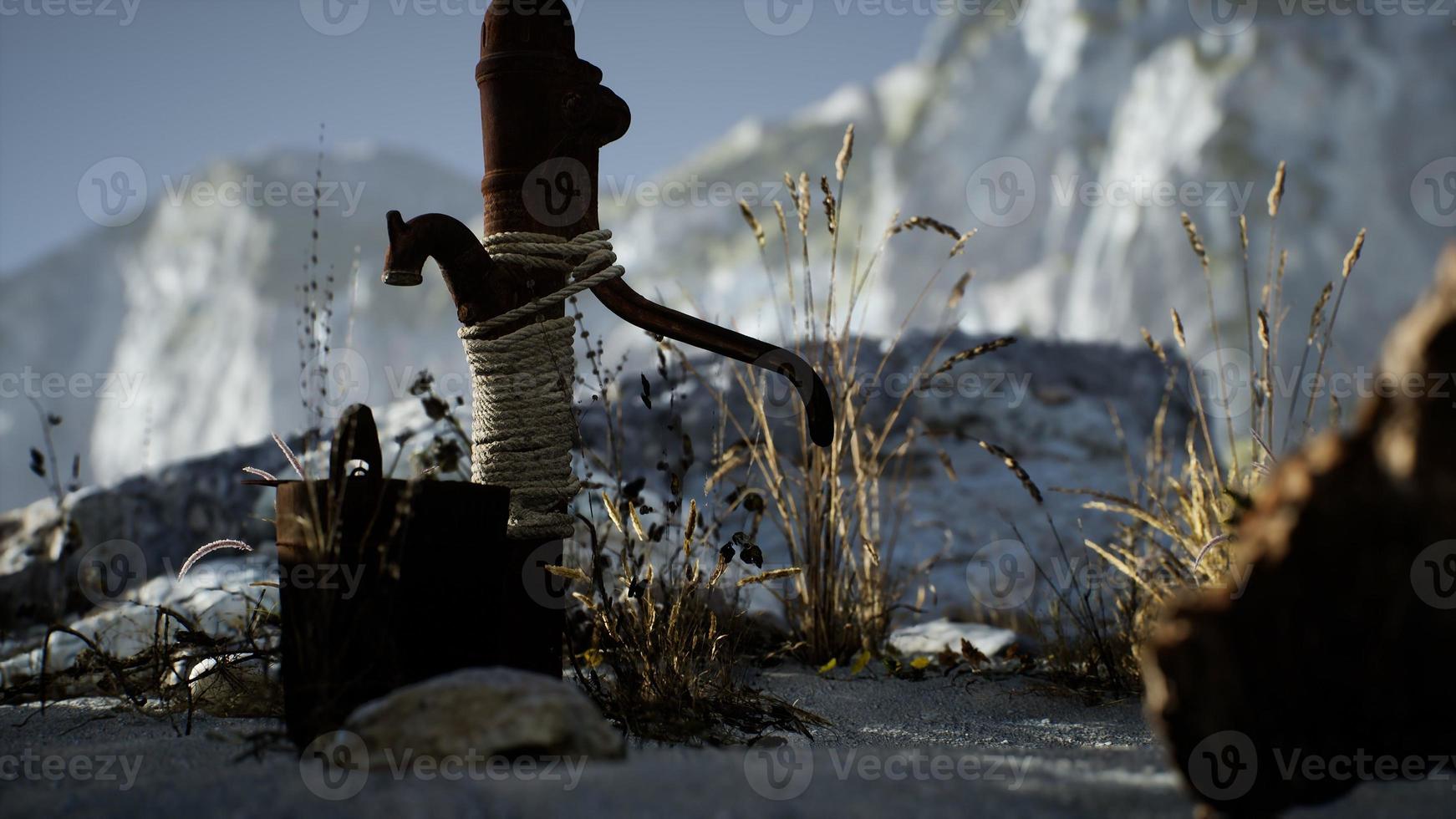 retro rust hand water pump photo