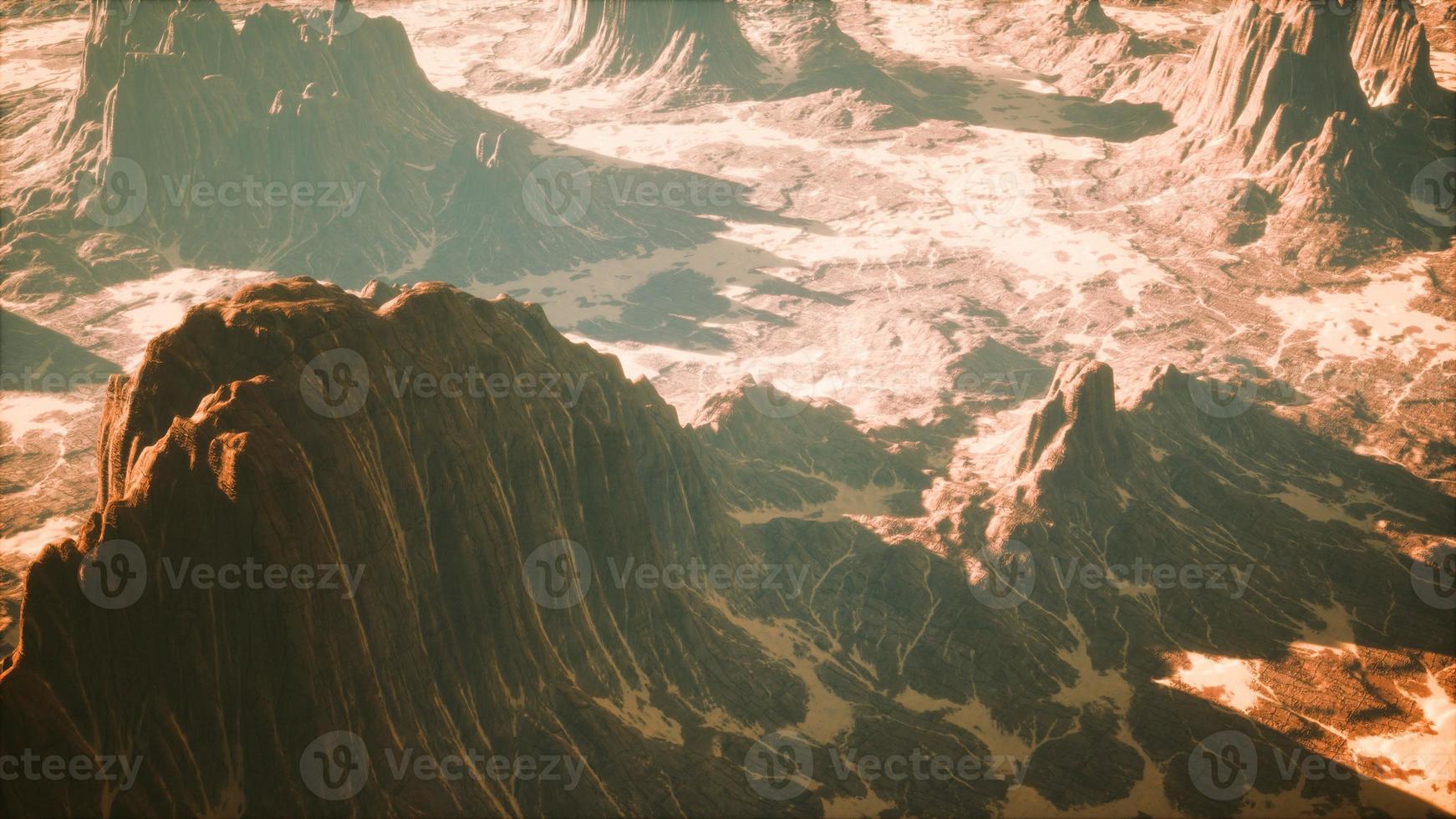 An aerial drone shot of the red rocks canyon photo