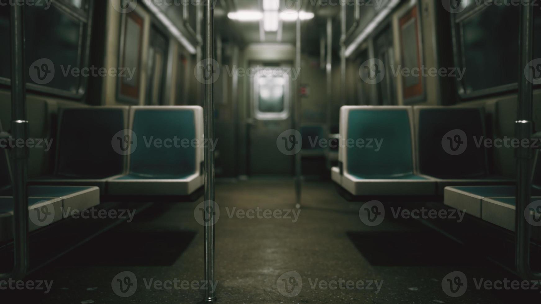 Inside of the old non-modernized subway car in USA photo