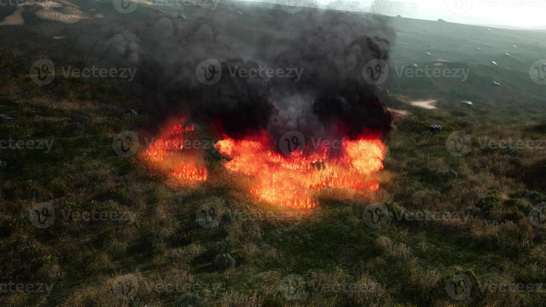 fuego rojo en hierba seca foto