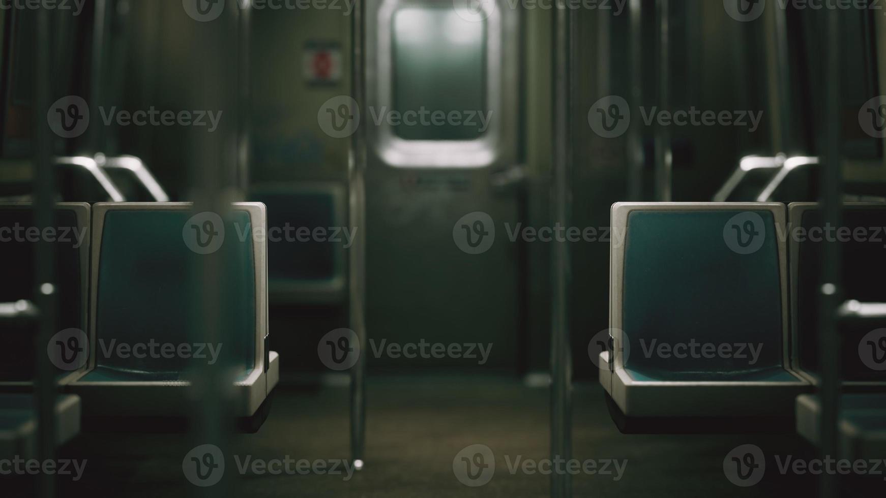 Inside of the old non-modernized subway car in USA photo