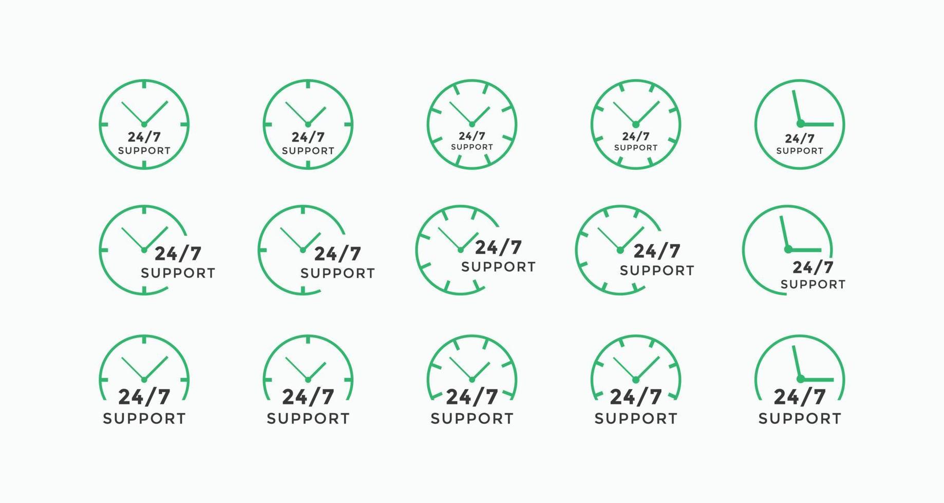 Set of 24 hours call center icon vector. 24 7 support icon sign button. call center symbol icon template vector